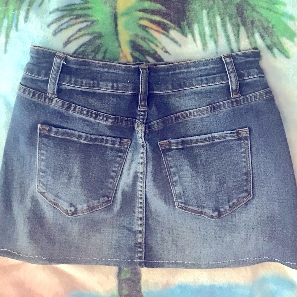 Upcycled denim mini skirt